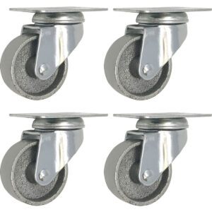 4 Pack 2 Inch All Grey Metal Swivel Caster Wheel No Brake - Image 1