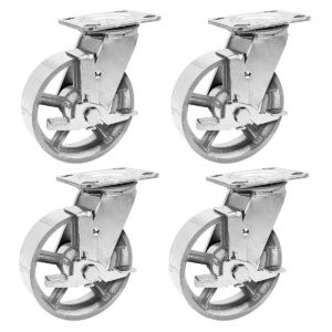 4 Pack 5 Inch Vintage Grey Iron Swivel Wheel With Brake - Image 1