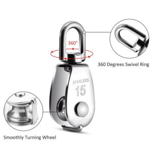 1 Piece M15 Single Pulley Block Wire Rope Hanging Wire Towing Wheel - 304 Stainless Steel Lock - Image 2
