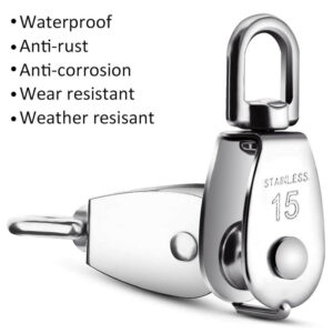 1 Piece M15 Single Pulley Block Wire Rope Hanging Wire Towing Wheel - 304 Stainless Steel Lock - Image 3