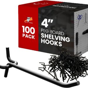 100pcs 4 Inch Black Peg Board Shelving Storage Peg Hook